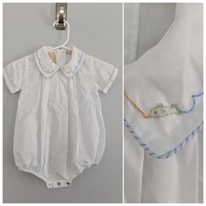 Baby Boys Fish Embroidered Carriage Boutique Collared White 6 Months
